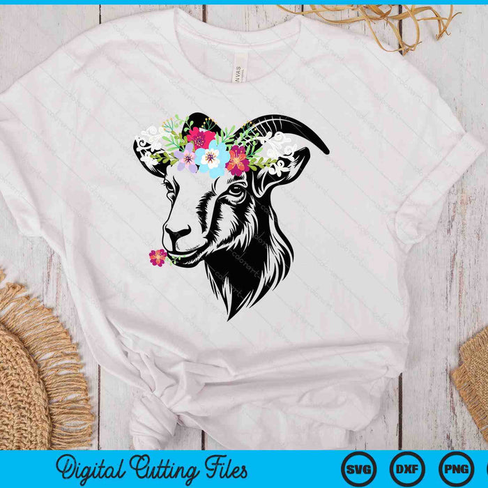 Goats Floral Bandana Headband Farm Animal Goat Graphics SVG PNG Digital Cutting Files