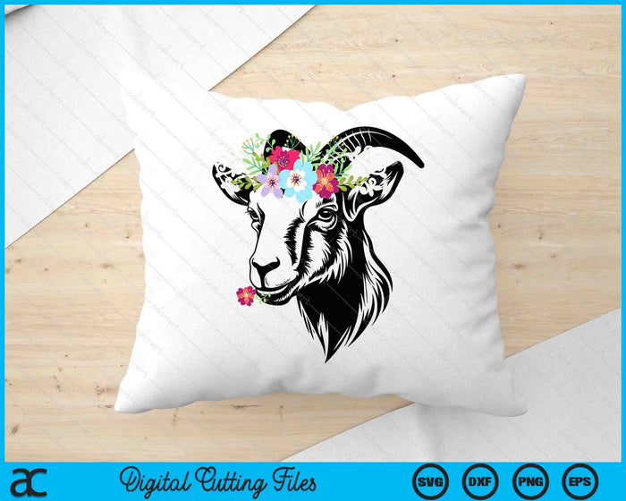 Goats Floral Bandana Headband Farm Animal Goat Graphics SVG PNG Digital Cutting Files