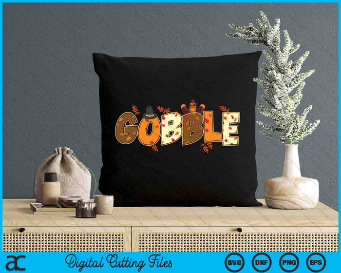 Gobble Turkey Cute Happy Thanksgiving Day SVG PNG Digital Printable Files