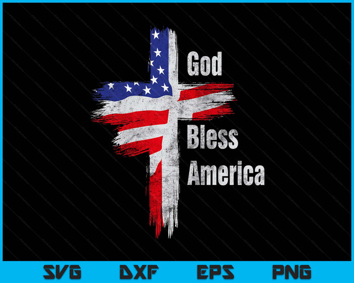 God Bless America 4th of July Christian Patriot USA Flag SVG PNG Digital Printable Files