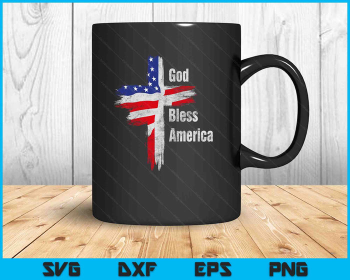 God Bless America 4th of July Christian Patriot USA Flag SVG PNG Digital Printable Files