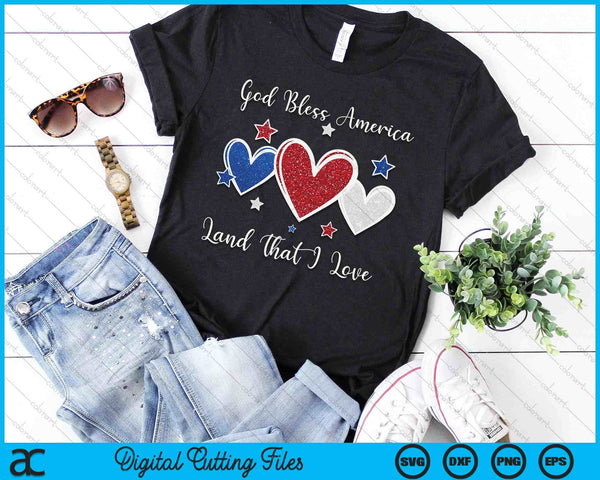 God Bless America For Women Girls Cute Patriotic 4th Of July SVG PNG Digital Cutting Files