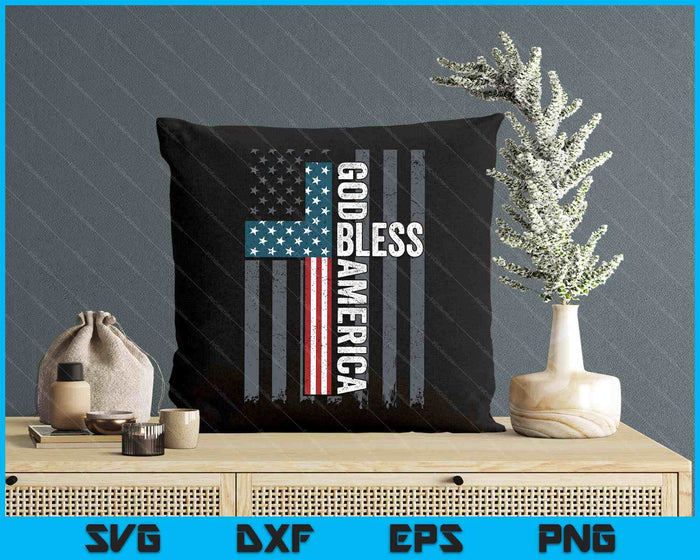 God Bless America Patriotic Christian Cross Usa Flag SVG PNG Digital Printable Files