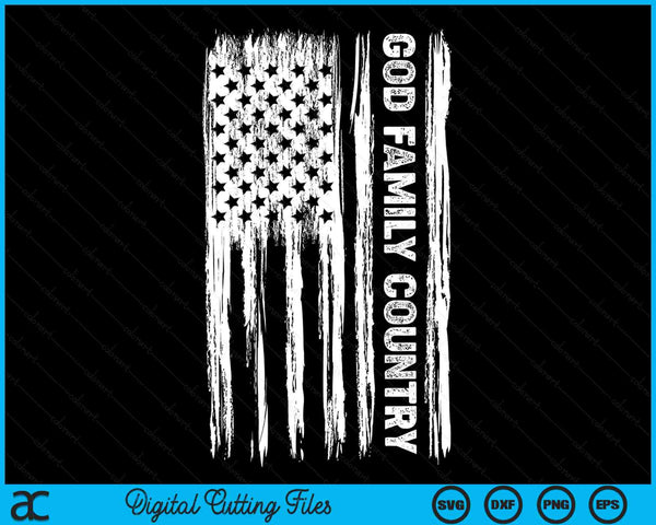 God Family Country Patriotic Christian American Flag SVG PNG Digital Printable Files