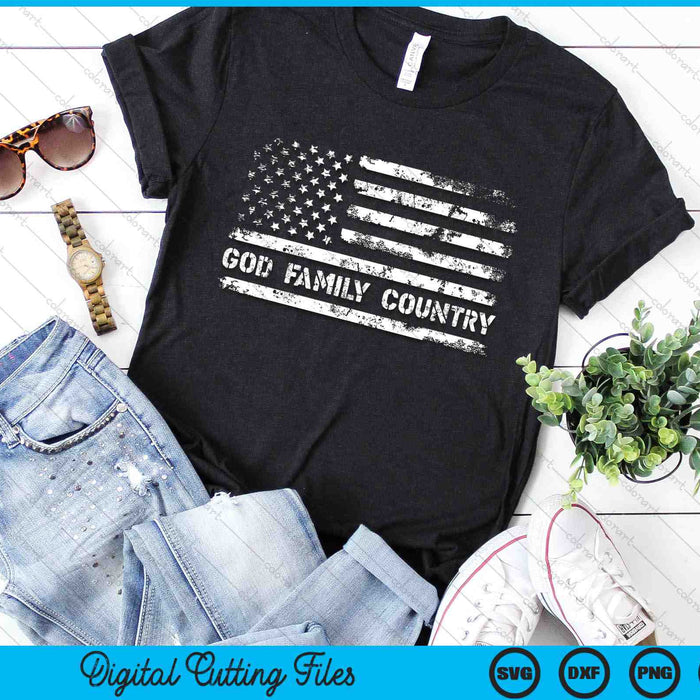 God Family Country Patriotic Christian American Flag SVG PNG Digital Cutting Files