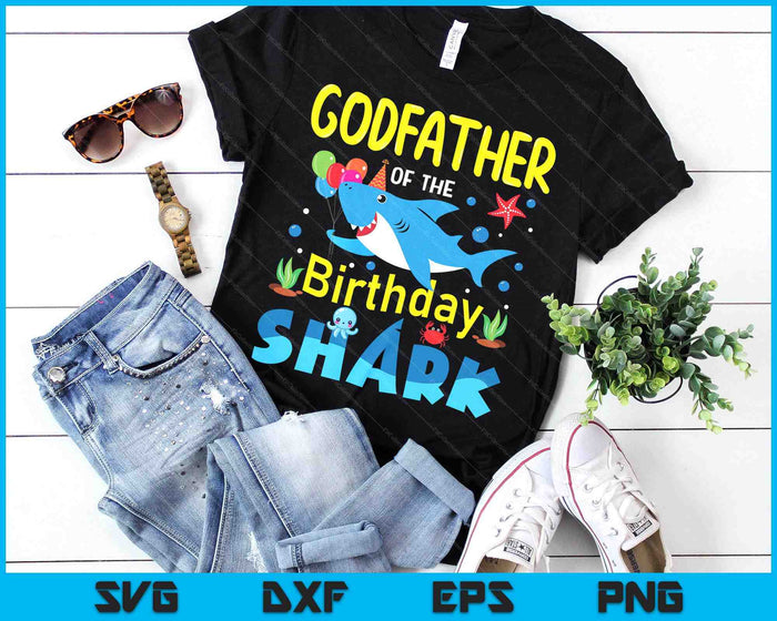 Godfather Birthday Kids Shark Party Matching Family SVG PNG Digital Printable Files