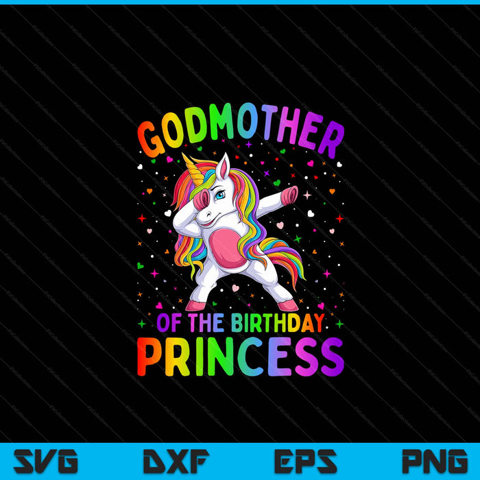 Godmother of the birthday princess girl dabbing unicorn SVG cut file