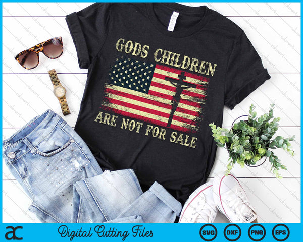 Godenkinderen zijn niet te koop Amerikaanse vlag Cross Christian SVG PNG digitale snijbestanden
