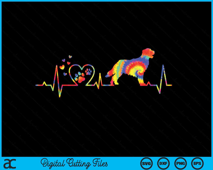 Golden Retriever Mum Dad Heartbeat Tie Dye Dog SVG PNG Digital Printable Files