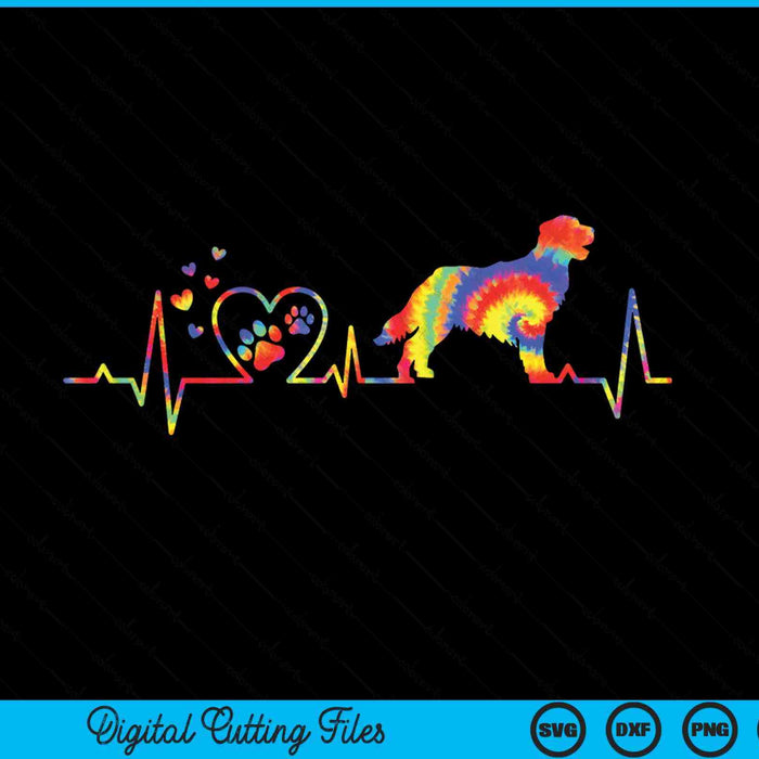 Golden retriever mum dad heartbeat tie dye dog SVG cut file