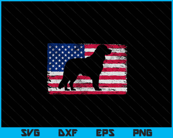 Golden Retriever Vintage USA Flag SVG PNG Digital Printable Files