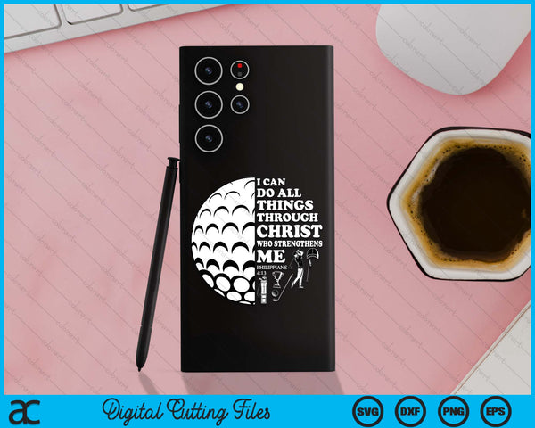 Golf Bible Verse Christian Sayings Philippians 4:13 Case SVG PNG Digital Cutting Files