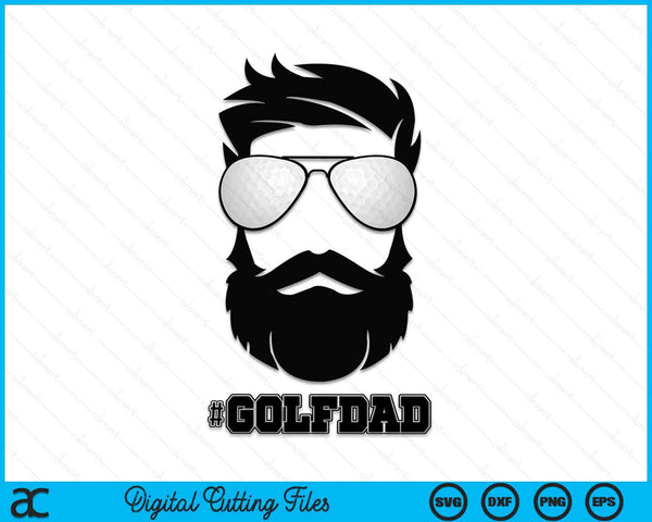 Golfvader met baard en coole zonnebril SVG PNG digitale afdrukbare bestanden