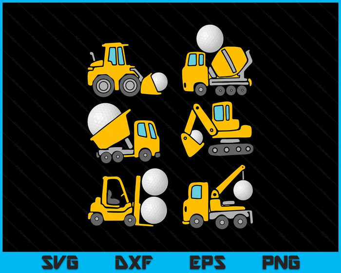 Golf Diggers Kids Construction Trucks Toddler Boys SVG PNG Digital Printable Files