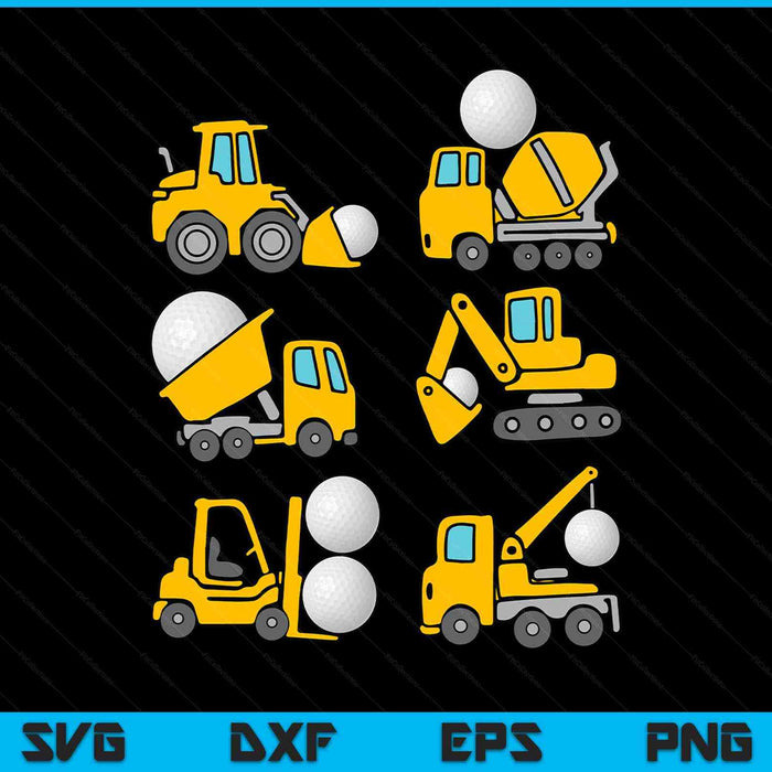 Golf diggers Kids construction trucks SVG cut file