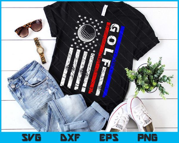 Golf Lovers 4th of July American Flag Golf USA SVG PNG Digital Printable Files