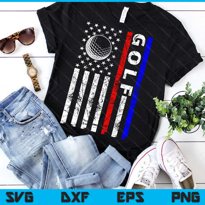 Golf Lovers 4th of July American Flag Golf USA SVG PNG Digital Printable Files