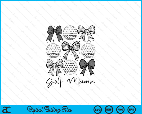 Golf mama coquette bow golf season SVG PNG cut file for Cricut