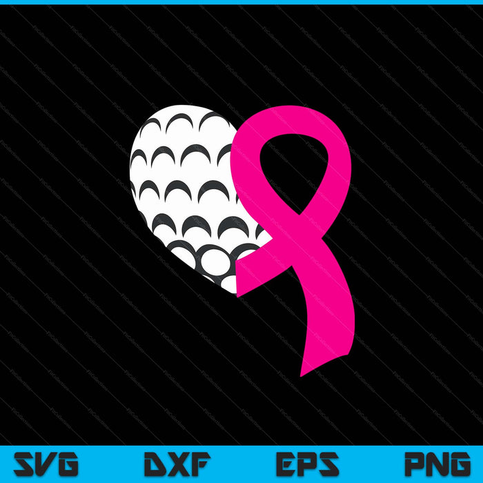 Golf pink ribbon heart cool breast cancer awareness SVG cut file