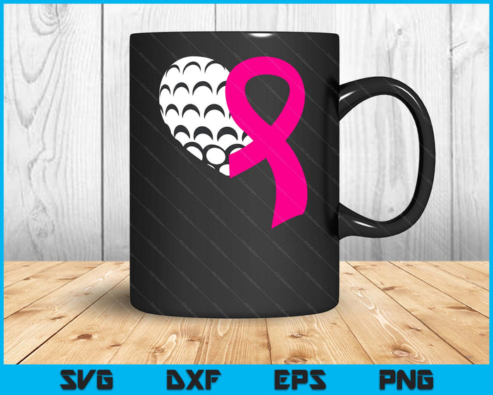 Golf Pink Ribbon Heart Cool Breast Cancer Awareness Gifts SVG PNG Cutting Printable Files