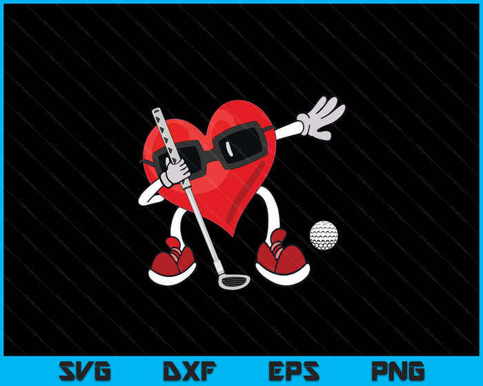 Golf Valentines Day Dabbing Heart Kids Boys SVG PNG Digital Printable Files