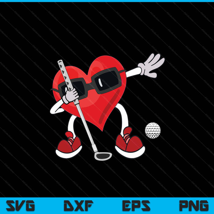 Golf Valentines Day Dabbing Heart Kids Boys SVG PNG Digital Printable Files