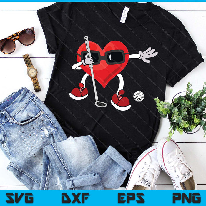 Golf Valentines Day Dabbing Heart Kids Boys SVG PNG Digital Printable Files