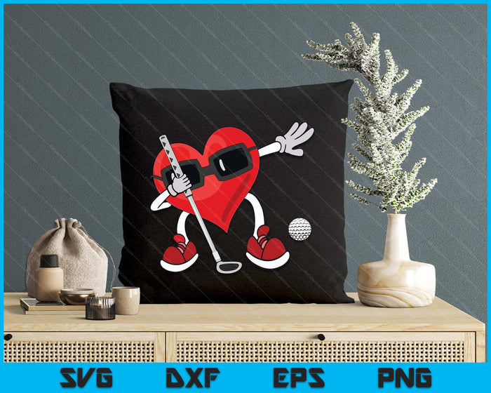 Golf Valentines Day Dabbing Heart Kids Boys SVG PNG Digital Printable Files