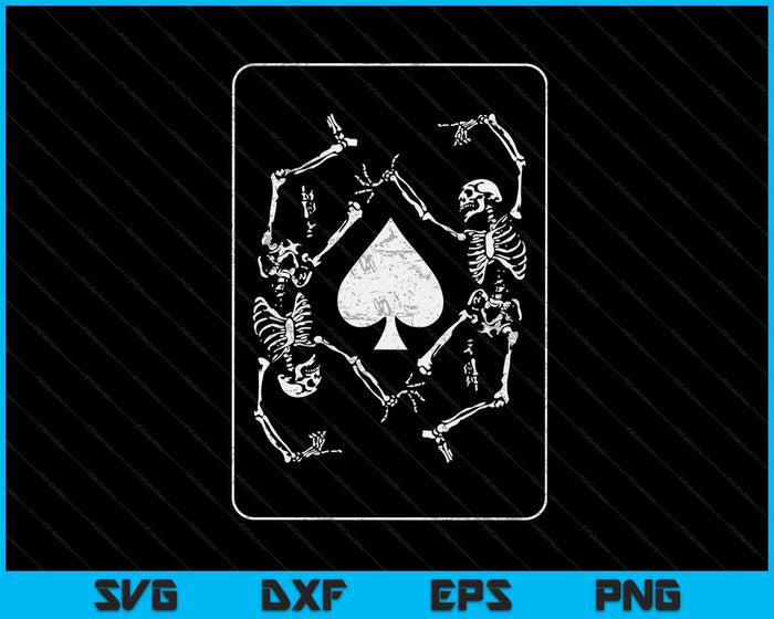 Goth Punk Ace Of Spades Card Shark Gambler Esqueleto SVG PNG Archivos de corte digital