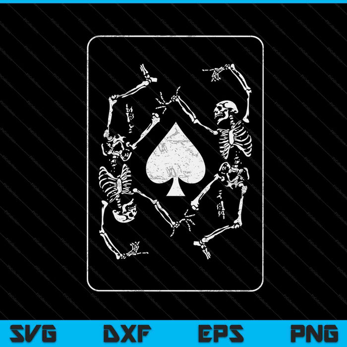 Goth Punk Ace Of Spades Card Shark Gambler Skeleton SVG PNG Digital Cutting Files