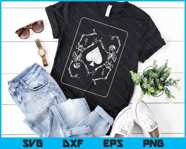 Goth Punk Ace Of Spades Card Shark Gambler Esqueleto SVG PNG Archivos de corte digital