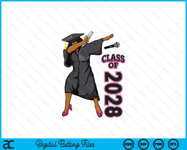 Graduation Gift Her Seniors Class of 2028 Black Girl SVG PNG Digital Printable Files