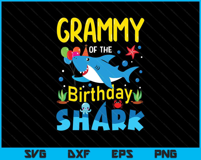 Grammy Birthday Kids Shark Party Matching Family SVG PNG Digital Printable Files