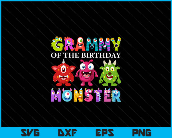 Grammy of the little monster birthday party family monster SVG PNG cut file for Cricut