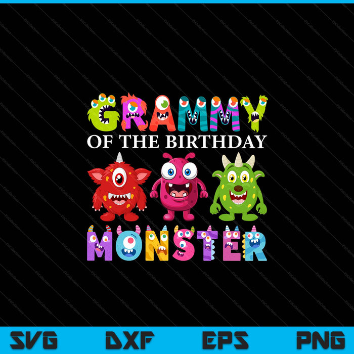 Grammy of the little monster birthday party family monster SVG cut file