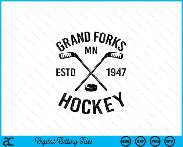 Grand Forks Minnesota Ice Hockey Sticks Vintage Gift SVG PNG Digital Cutting Files