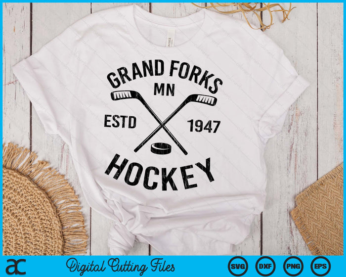 Grand Forks Minnesota Ice Hockey Sticks Vintage Gift SVG PNG Digital Cutting Files