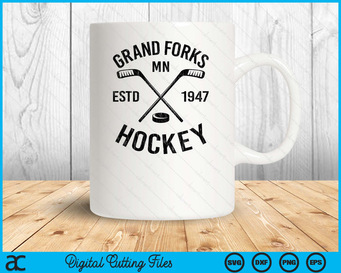 Grand Forks Minnesota Ice Hockey Sticks Vintage Gift SVG PNG Digital Cutting Files