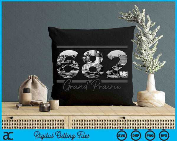 Grand Prairie 682 Area Code Skyline Texas Vintage SVG PNG Digital Cutting Files