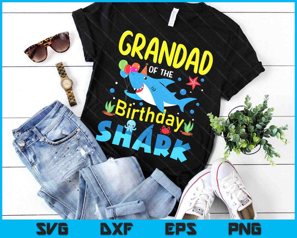 Grandad Birthday Kids Shark Party Matching Family SVG PNG Digital Printable Files