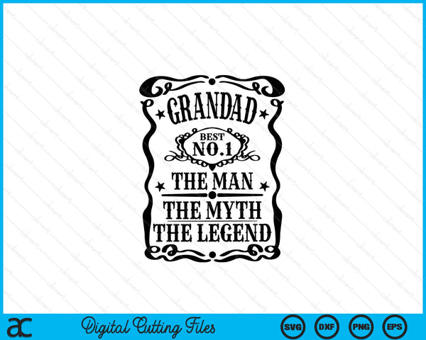 Grandad The Man The Myth The Legend Retro Gift for Dad Father's Day SVG PNG Digital Cutting Files