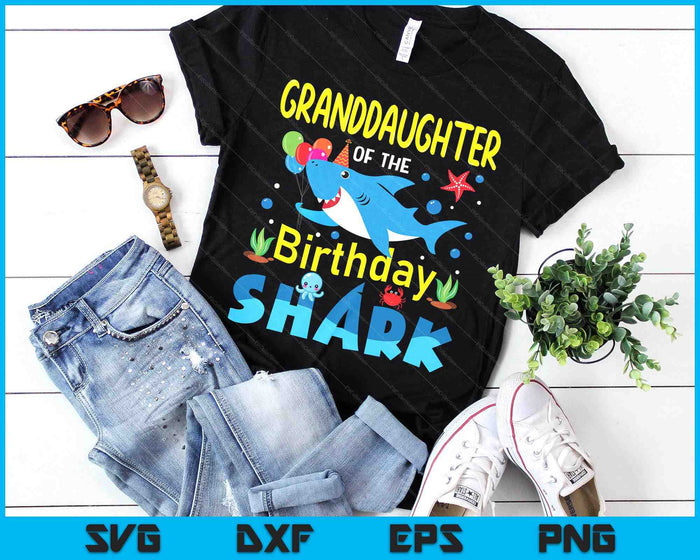 Granddaughter Birthday Kids Shark Party Matching Family SVG PNG Digital Printable Files