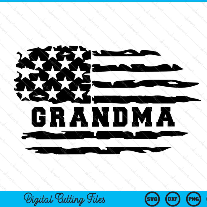 Grandma Distressed American Flag SVG PNG Digital Cutting Files