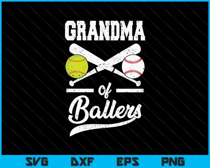 Grandma Of Ballers Grandma Of Baseball And Softball Player For Grandma SVG PNG Digital Printable Files