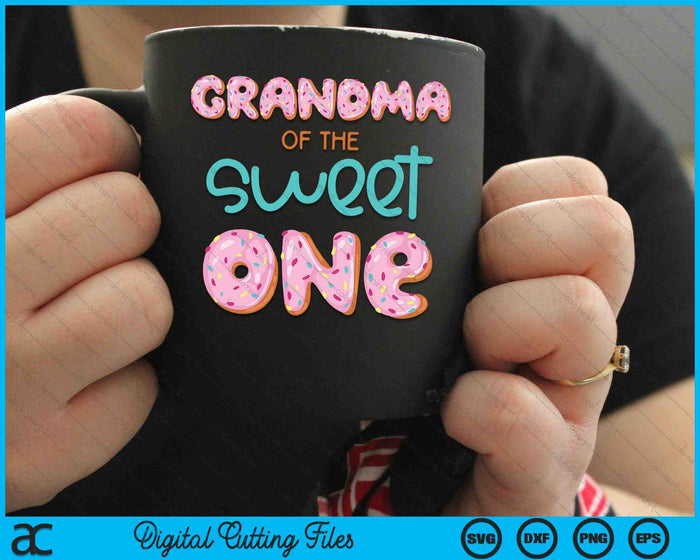Abuela de Sweet One Primer Cumpleaños Familia Donut Tema SVG PNG Archivos de Corte Digital