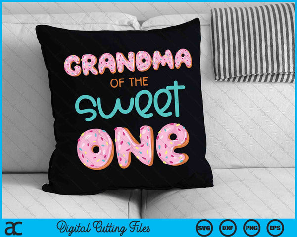 Abuela de Sweet One Primer Cumpleaños Familia Donut Tema SVG PNG Archivos de Corte Digital