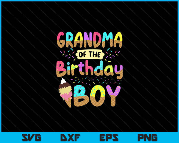 Abuela del día de cumpleaños niño fiesta de helado familia SVG PNG cortando archivos imprimibles