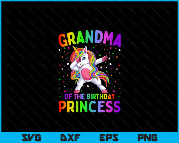 Oma van de verjaardag prinses meisje deppen Unicorn SVG PNG digitale afdrukbare bestanden