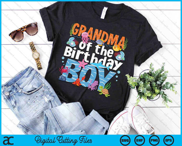 Grandma Under Sea Birthday Boy Ocean Sea Animals Themed SVG PNG Digital Cutting Files