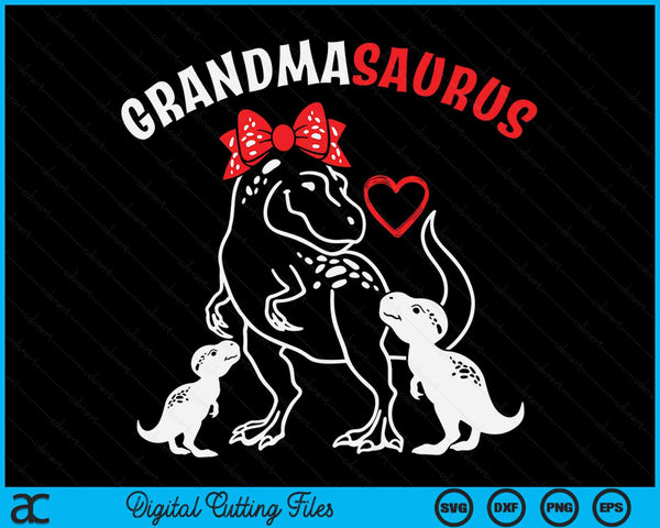 Grandmasaurus oma 2 kinderen dinosaurus Moederdag SVG PNG digitale snijbestanden